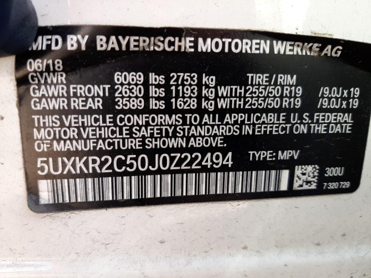 Photo 10 from auction – 2018 BMW X5 SDRIVE3 with VIN 5UXKR2C50J0Z22494