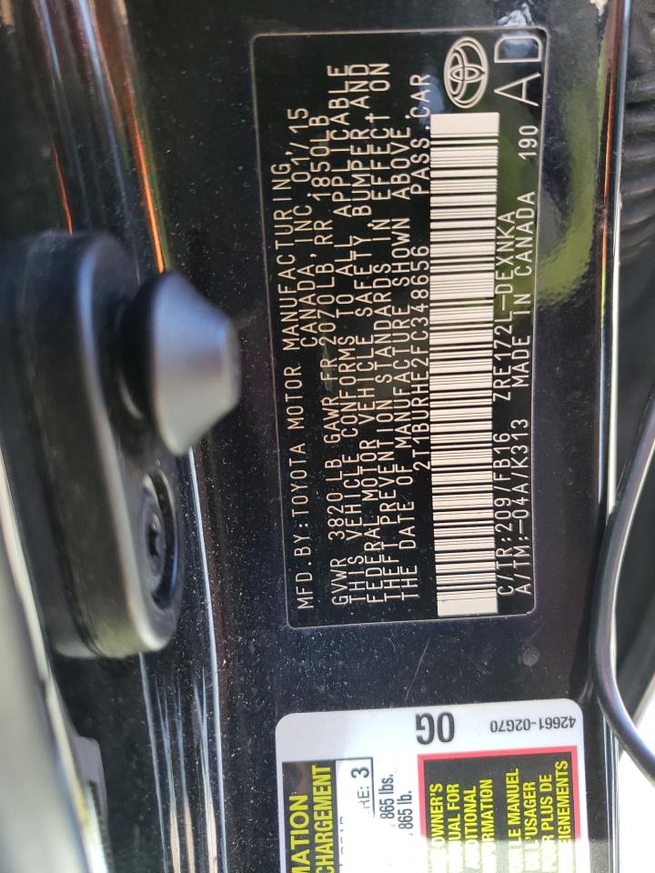 Photo 10 from auction – 2015 TOYOTA COROLLA L with VIN 2T1BURHE2FC348656