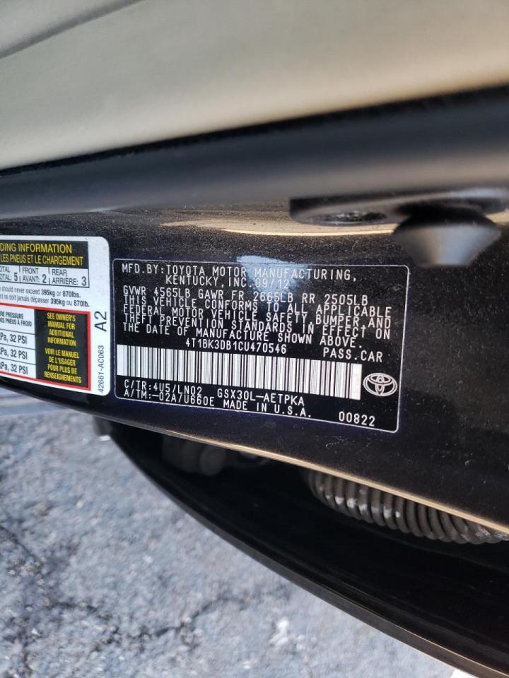 Photo 10 from auction – 2012 TOYOTA AVALON BAS with VIN 4T1BK3DB1CU470546