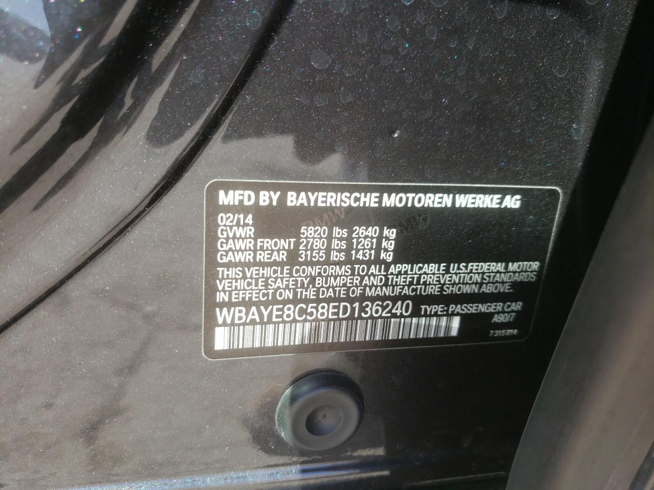 Photo 10 from auction – 2014 BMX 150 with VIN WBAYE8C58ED136240
