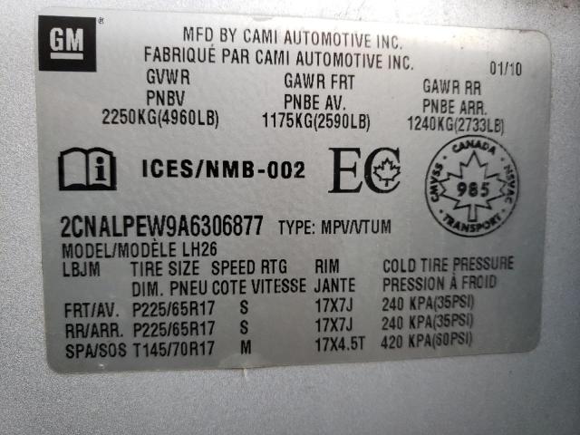 Photo 10 from auction – 2010 CHEVROLET EQUINOX LT with VIN 2CNALPEW9A6306877