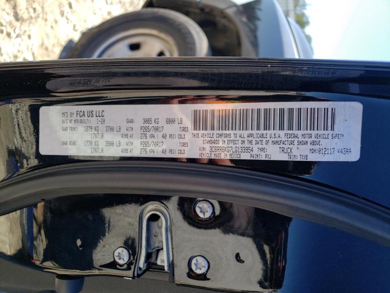 Photo 10 from auction – 2020 RAM 1500 CLASS with VIN 3C6RR6KG7LG133954