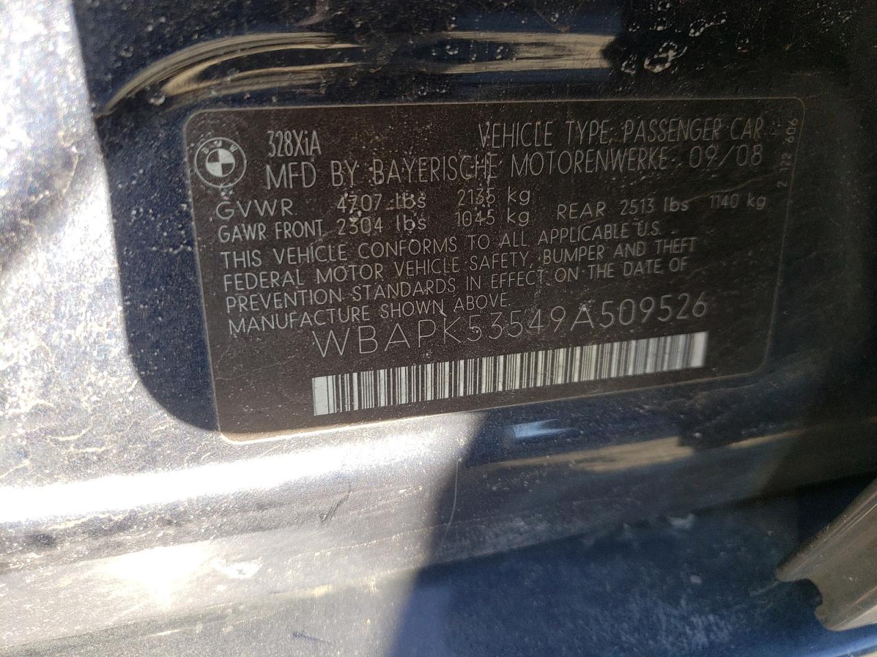 Photo 10 from auction – 2009 BMW 328 with VIN WBAPK53549A509526