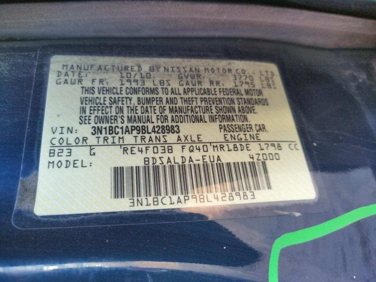 Photo 10 from auction – 2011 NISSAN VERSA S with VIN 3N1BC1AP9BL428983