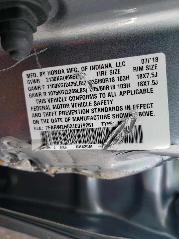 Photo 10 from auction – 2018 HONDA CR-V EX with VIN 7FARW2H52JE079261