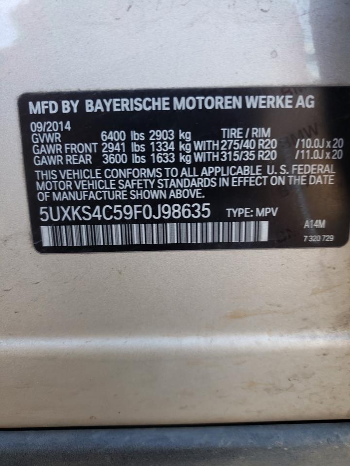 Photo 10 from auction – 2015 BMW X5 XDRIVE3 with VIN 5UXKS4C59F0J98635
