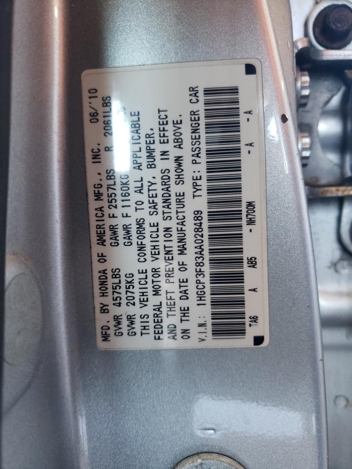 Photo 10 from auction – 2010 HONDA ACCORD with VIN 1HGCP3F83AA028489