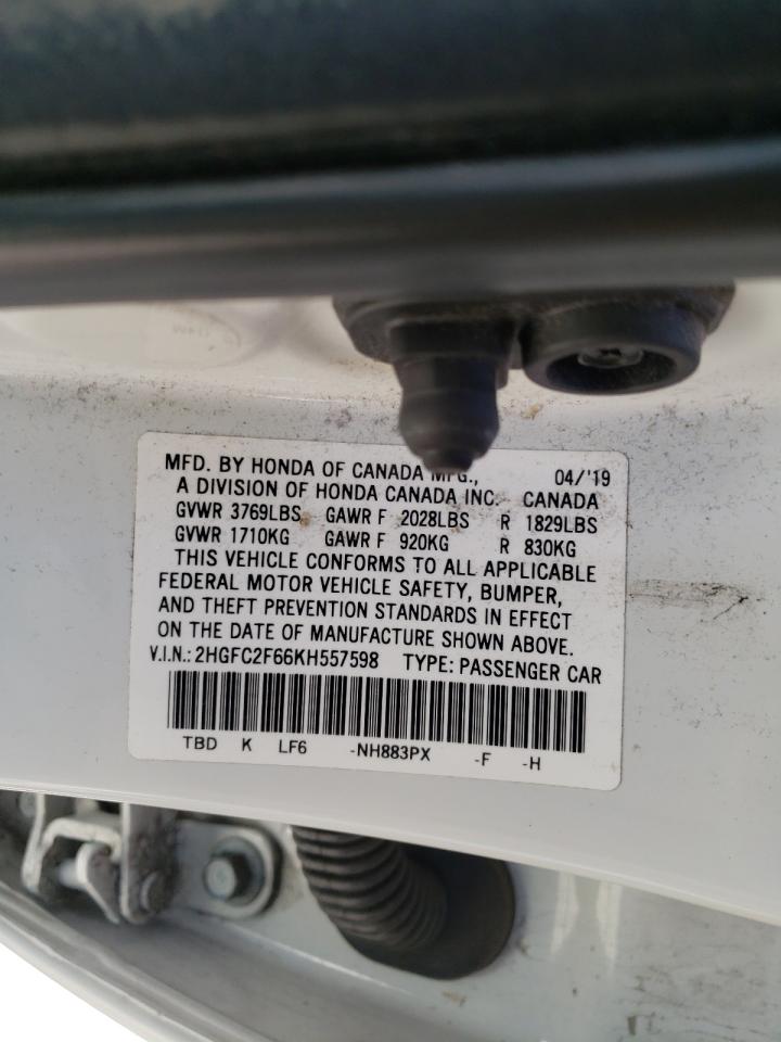 Photo 10 from auction – 2019 HONDA CIVIC LX with VIN 2HGFC2F66KH557598