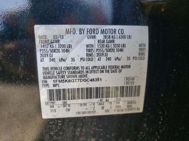Photo 10 from auction – 2013 FORD EXPLORER S with VIN 1FM5K8GT7DGC48351
