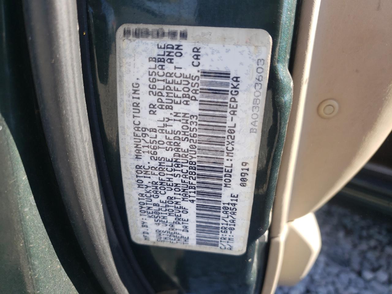 Photo 10 from auction – 2000 TOYOTA AVALON XL with VIN 4T1BF28B8YU026533