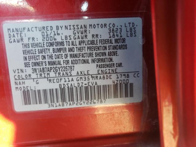 Photo 10 from auction – 2016 NISSAN SENTRA S with VIN 3N1AB7AP2GY226787