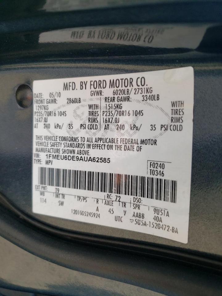 Photo 10 from auction – 2010 FORD EXPLORER X with VIN 1FMEU6DE9AUA62585