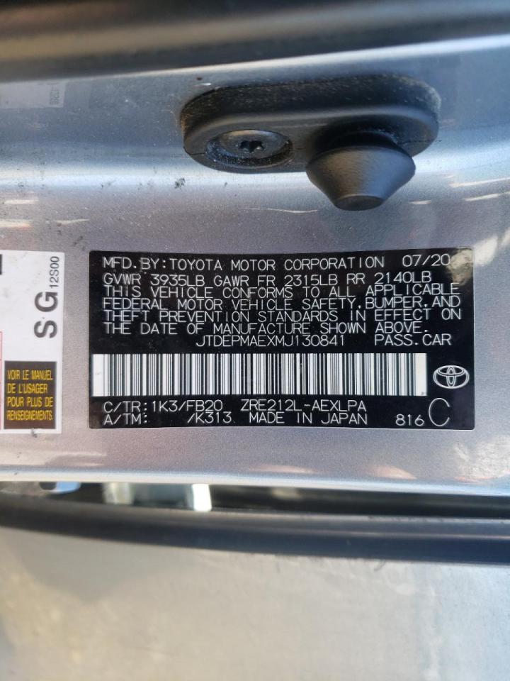 Photo 10 from auction – 2021 TOYOTA COROLLA LE with VIN JTDEPMAEXMJ130841