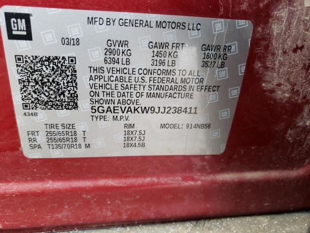 Photo 10 from auction – 2018 BUICK ENCLAVE ES with VIN 5GAEVAKW9JJ238411