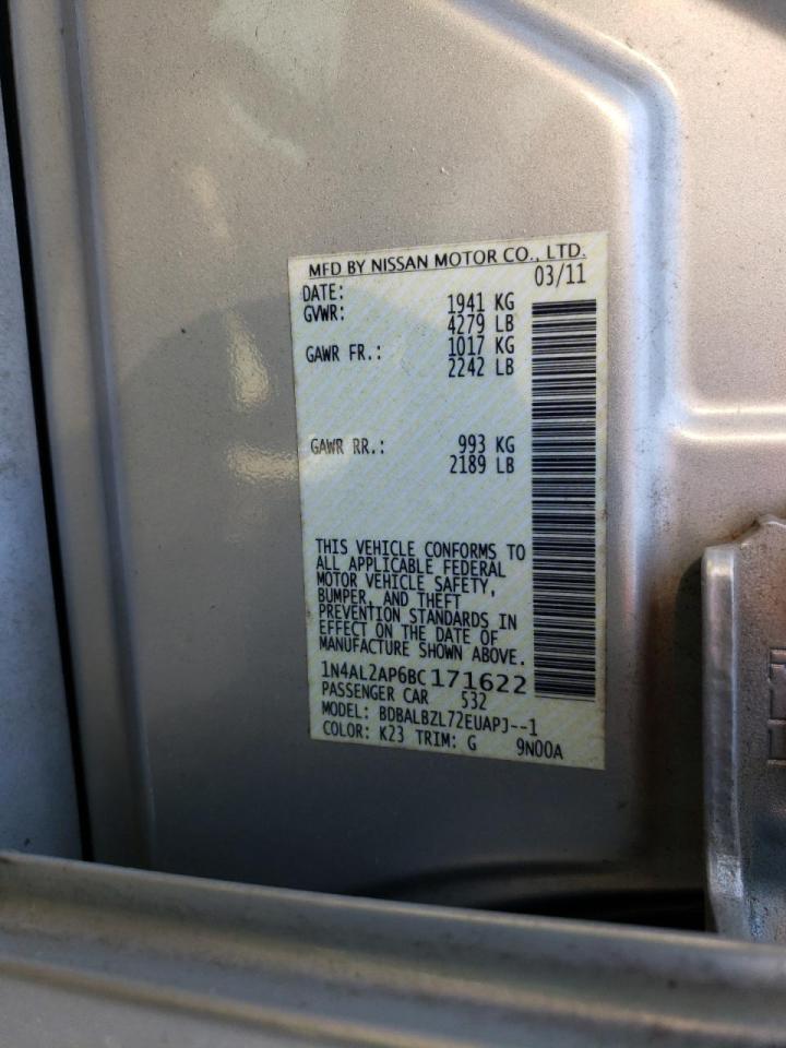 Photo 10 from auction – 2011 NISSAN ALTIMA BAS with VIN 1N4AL2AP6BC171622