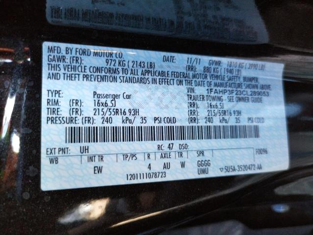 Photo 10 from auction – 2012 FORD FOCUS SE with VIN 1FAHP3F23CL289053