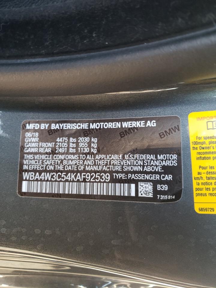Photo 10 from auction – 2019 BMW 430I with VIN WBA4W3C54KAF92539