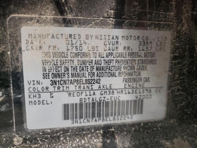 Photo 10 from auction – 2014 NISSAN VERSA S with VIN 3N1CN7AP8EL852242