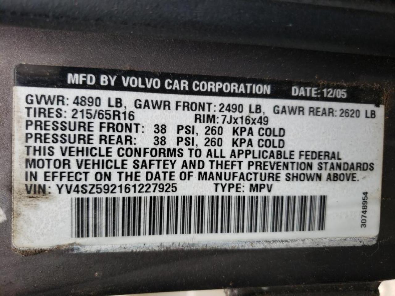 Photo 10 from auction – 2006 VOLVO XC70 with VIN YV4SZ592161227925