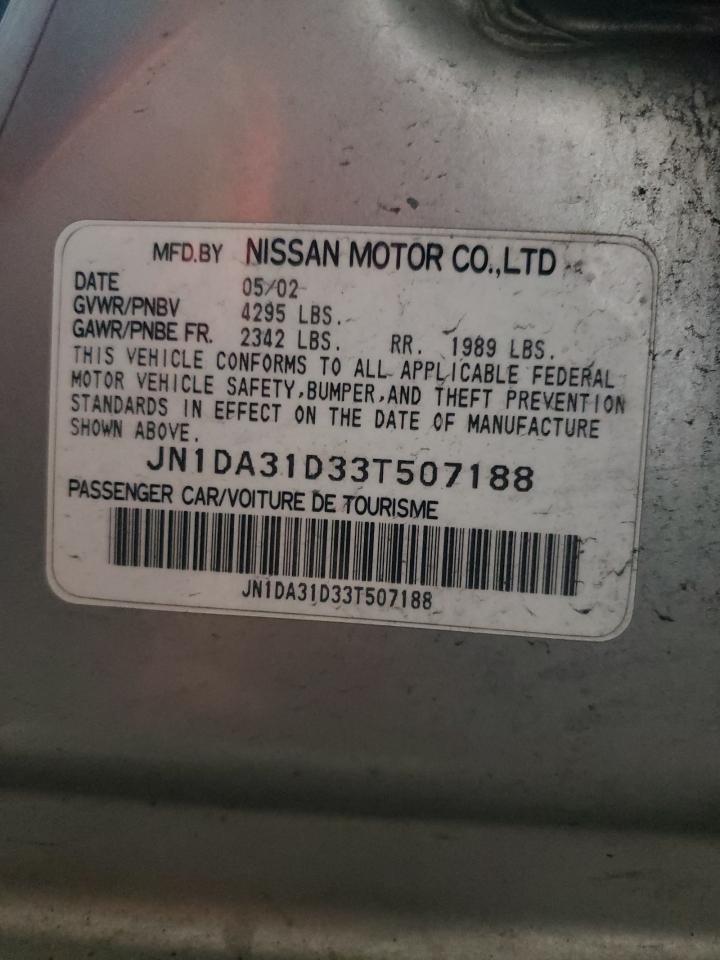 Photo 10 from auction – 2003 NISSAN MAXIMA GLE with VIN JN1DA31D33T507188