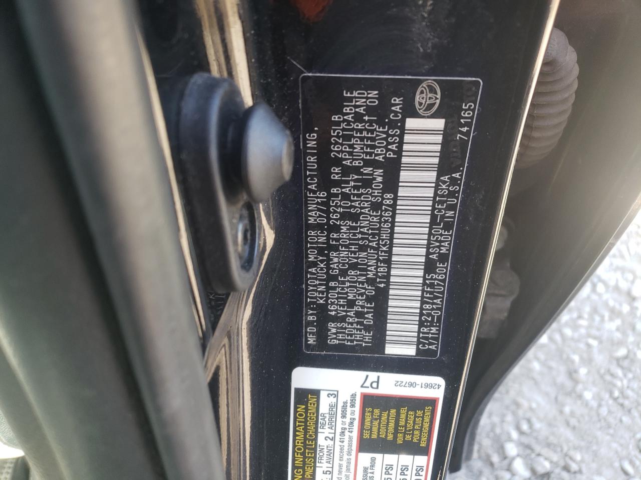 Photo 10 from auction – 2017 TOYOTA CAMRY LE with VIN 4T1BF1FK5HU636788