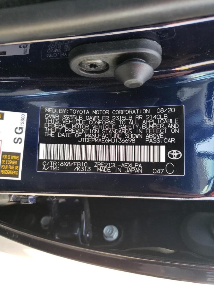Photo 10 from auction – 2021 TOYOTA COROLLA LE with VIN JTDEPMAE6MJ136698