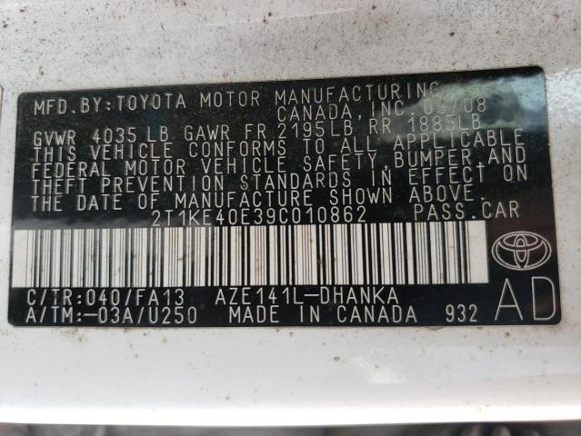 Photo 10 from auction – 2009 TOYOTA COROLLA MA with VIN 2T1KE40E39C010862