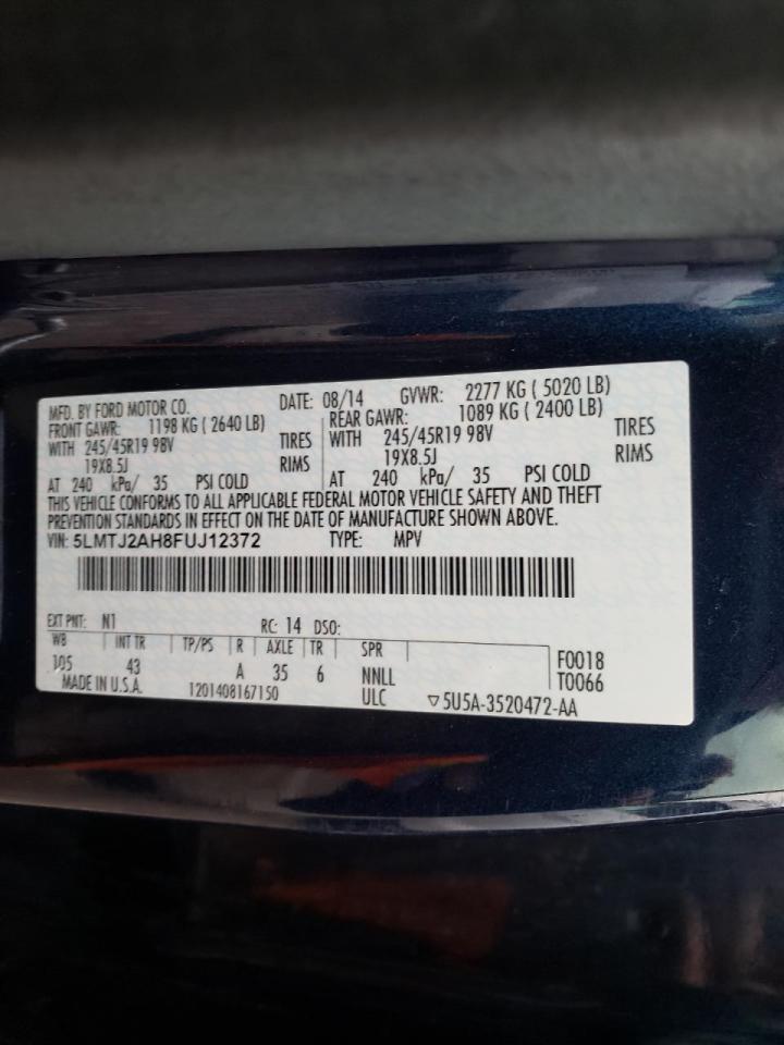 Photo 10 from auction – 2015 LINCOLN MKC with VIN 5LMTJ2AH8FUJ12372
