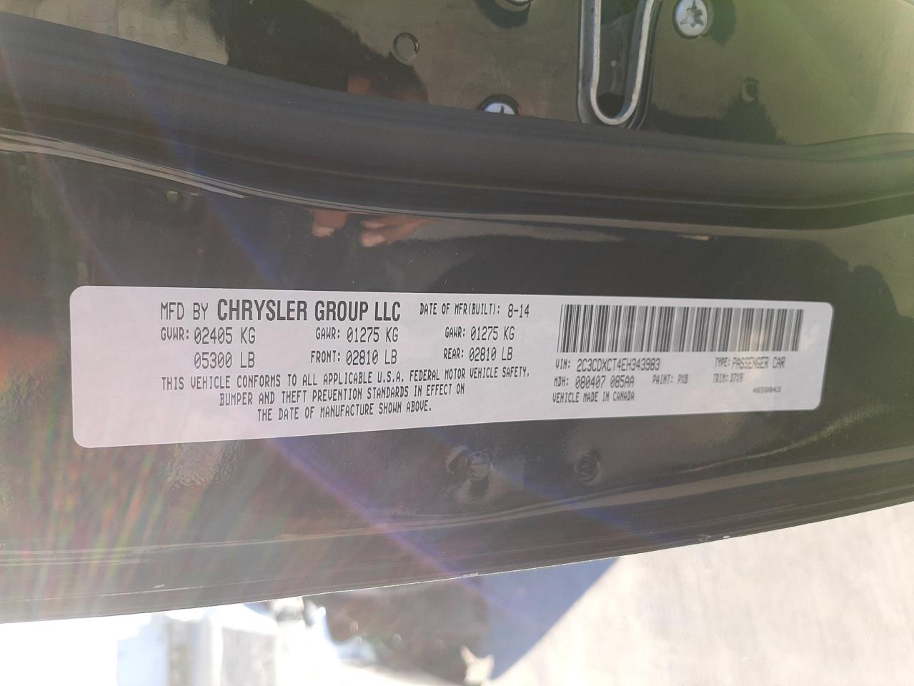 Photo 10 from auction – 2014 DODGE CHARGER R/ with VIN 2C3CDXCT4EH343983