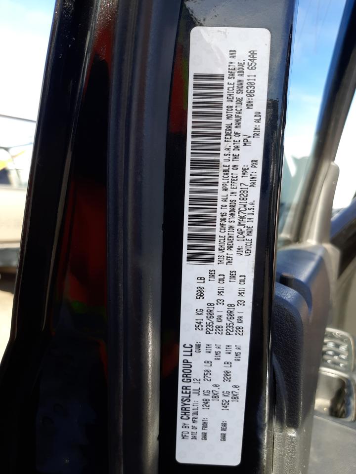 Photo 10 from auction – 2012 JEEP LIBERTY SP with VIN 1C4PJMAK7CW182817