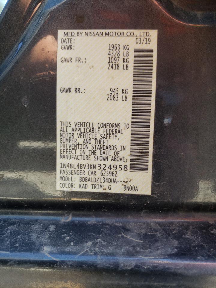 Photo 10 from auction – 2019 NISSAN ALTIMA S with VIN 1N4BL4BV3KN324958