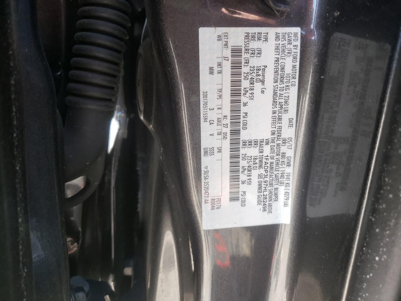 Photo 10 from auction – 2017 FORD FOCUS ST with VIN 1FADP3L97HL282498