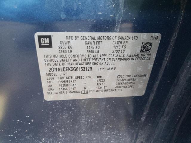 Photo 10 from auction – 2016 CHEVROLET EQUINOX LT with VIN 2GNALCEK5G6153120