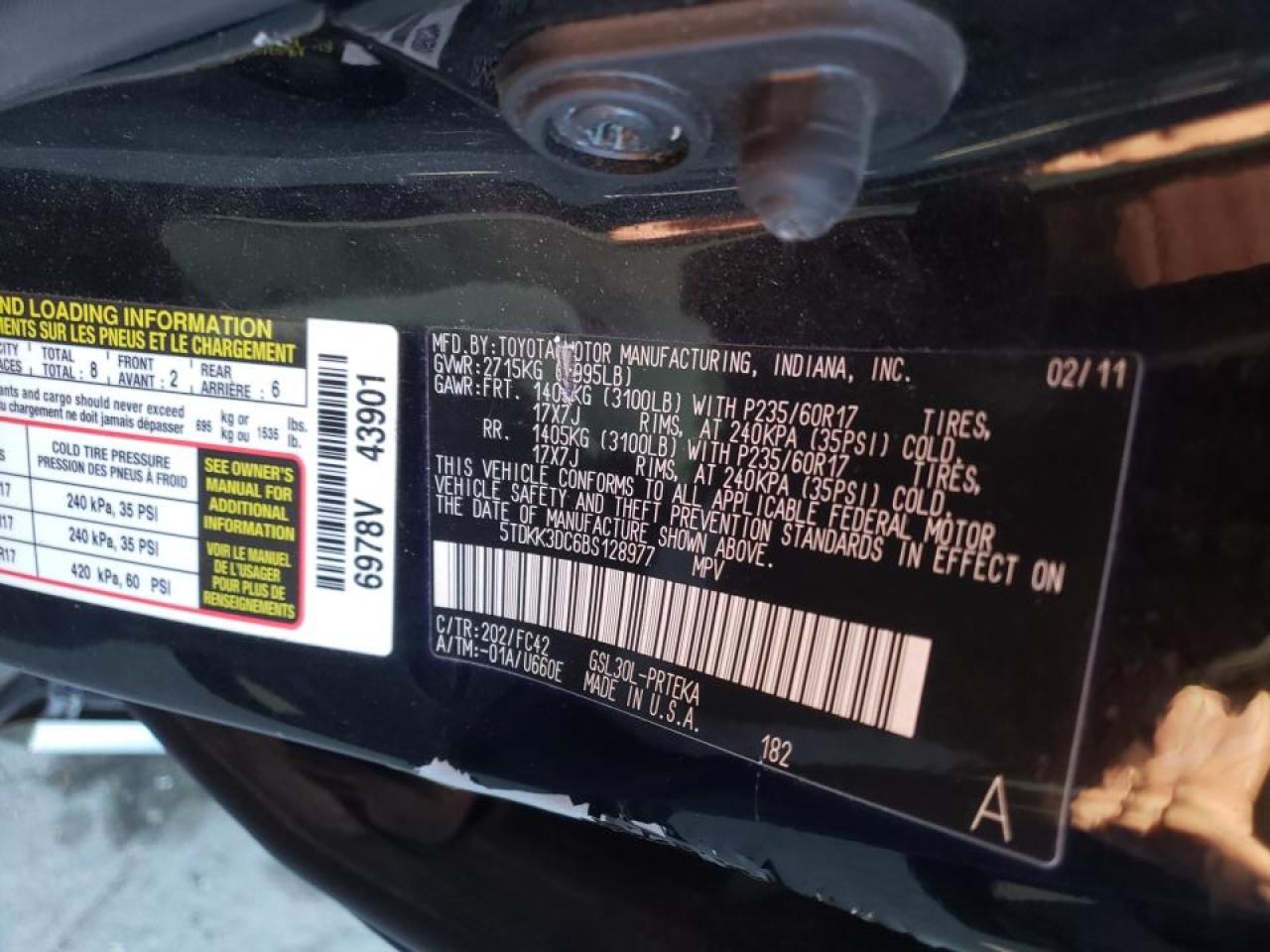 Photo 10 from auction – 2011 TOYOTA SIENNA LE with VIN 5TDKK3DC6BS128977