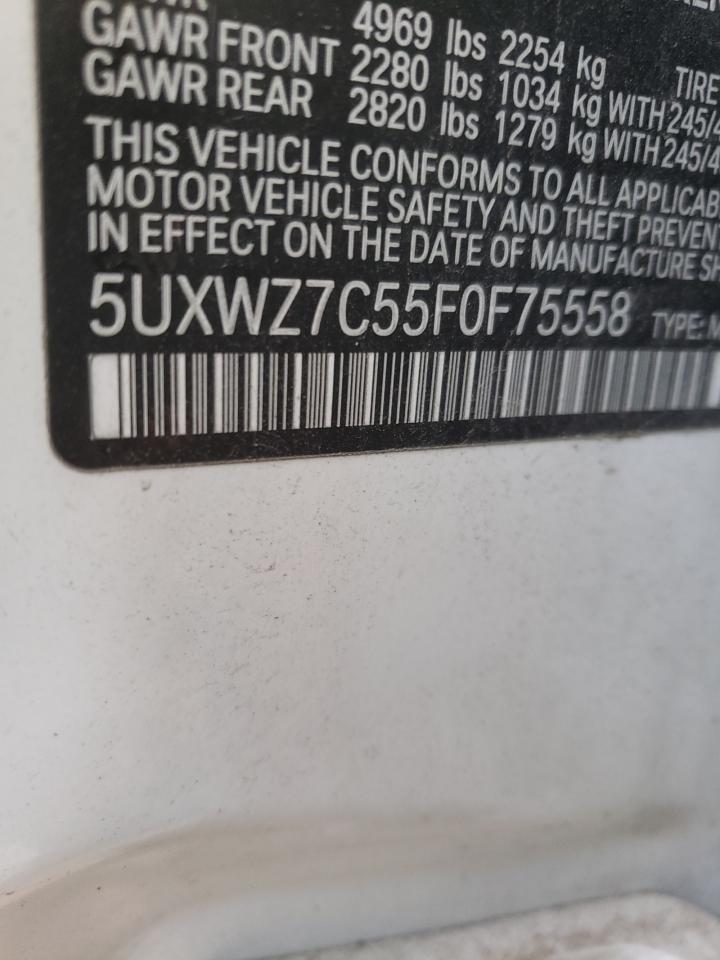 Photo 10 from auction – 2015 BMW X3 SDRIVE2 with VIN 5UXWZ7C55F0F75558