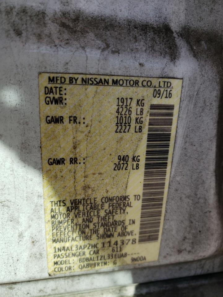 Photo 10 from auction – 2017 NISSAN ALTIMA 2.5 with VIN 1N4AL3AP2HC114378
