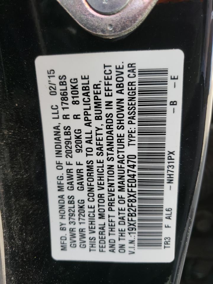 Photo 10 from auction – 2015 HONDA CIVIC EX with VIN 19XFB2F8XFE047470