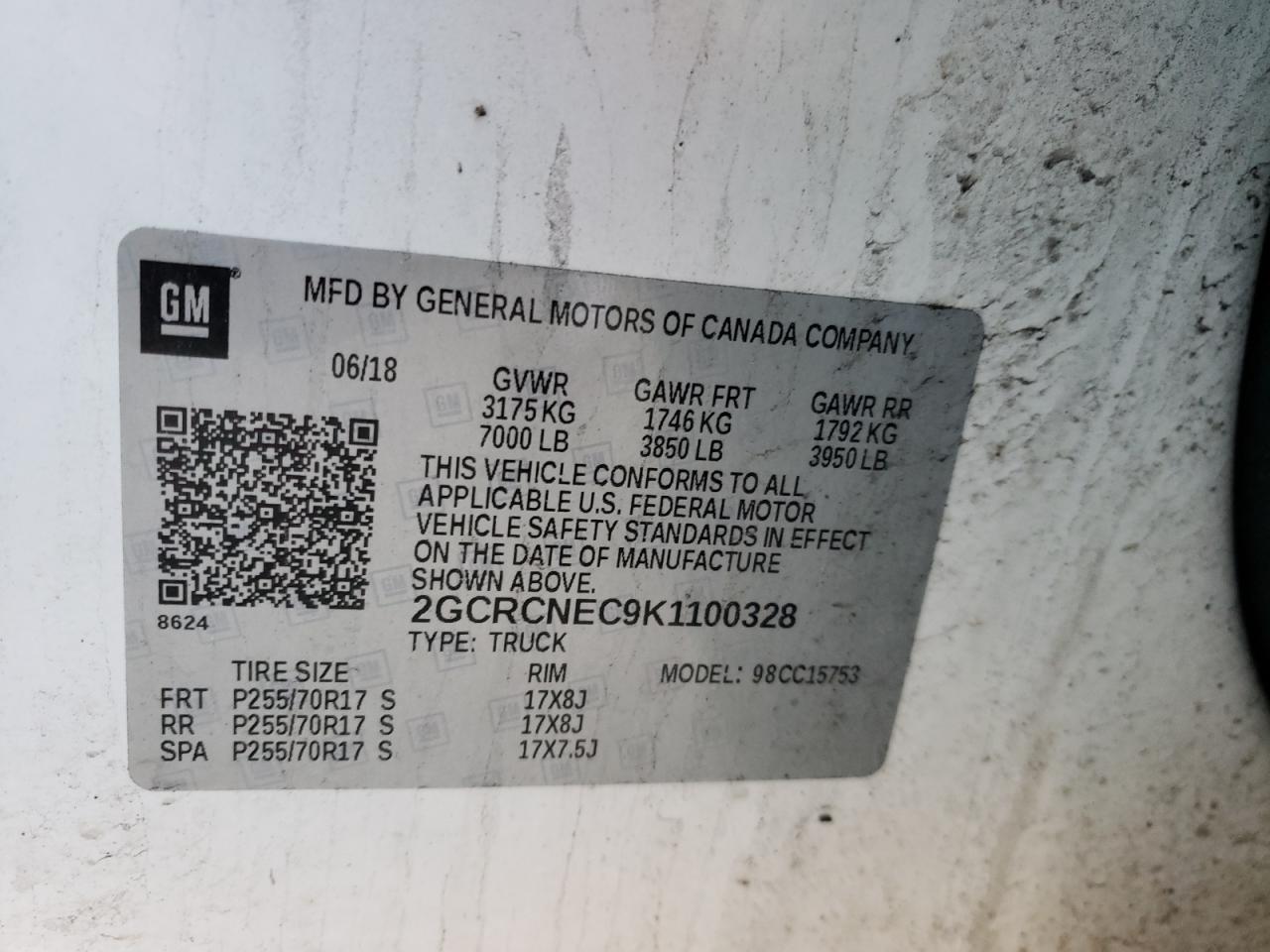 Photo 10 from auction – 2019 CHEVROLET SILVERADO with VIN 2GCRCNEC9K1100328