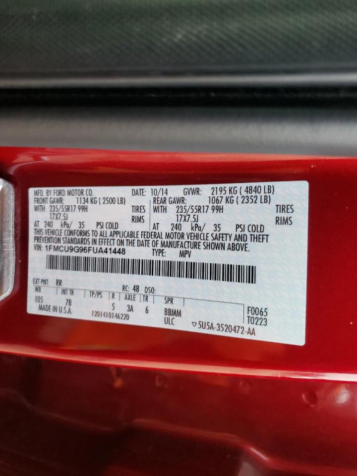 Photo 10 from auction – 2015 FORD ESCAPE SE with VIN 1FMCU9G96FUA41448