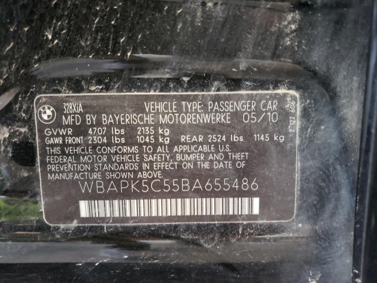 Photo 10 from auction – 2011 BMW 328 XI SUL with VIN WBAPK5C55BA655486