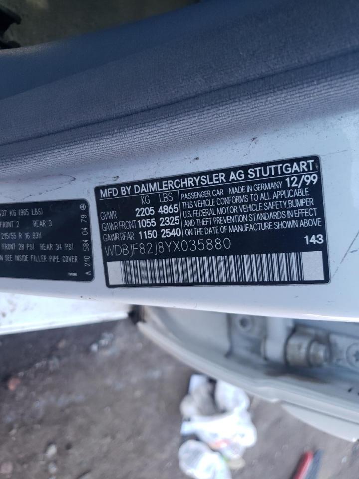 Photo 10 from auction – 2000 MERCEDES-BENZ E 320 4MAT with VIN WDBJF82J8YX035880