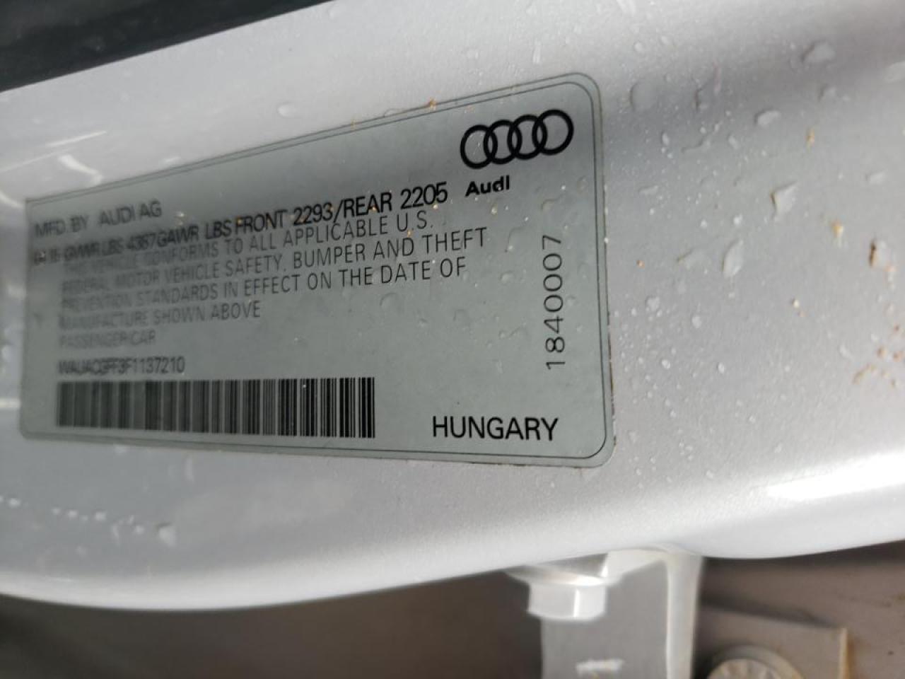 Photo 10 from auction – 2015 AUDI A3 PREMIUM with VIN WAUACGFF3F1137210