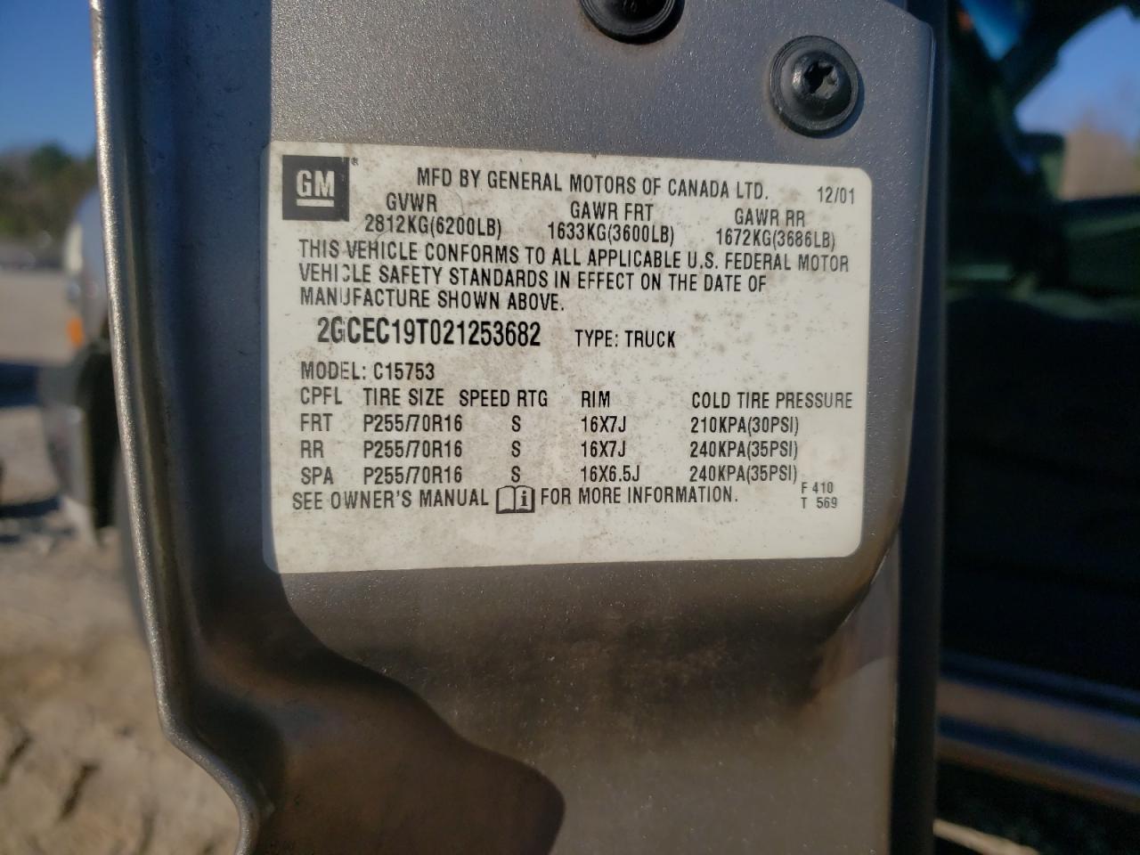 Photo 10 from auction – 2002 CHEVROLET SILVERADO with VIN 2GCEC19T021253682