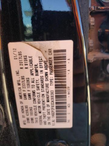 Photo 10 from auction – 2012 HONDA ACCORD SE with VIN 1HGCP2F60CA069383