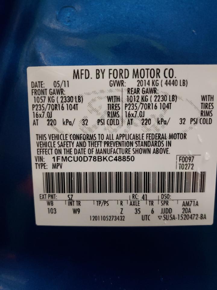 صورة رقم 10 من المزاد - 2011 FORD ESCAPE XLT مع VIN 1FMCU0D78BKC48850