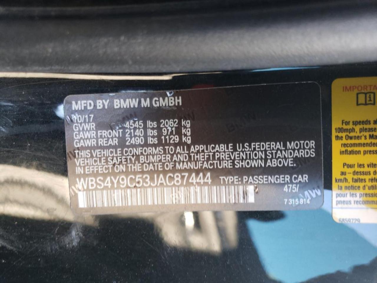 Photo 10 from auction – 2018 BMW M4 with VIN WBS4Y9C53JAC87444