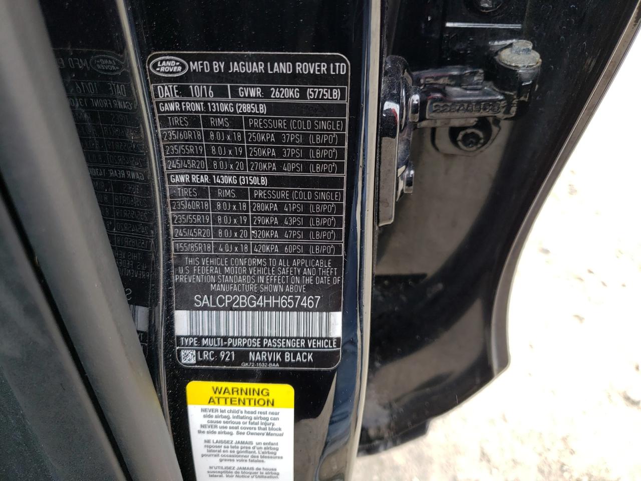 Photo 10 from auction – 2017 LAND ROVER DISCOVERY with VIN SALCP2BG4HH657467