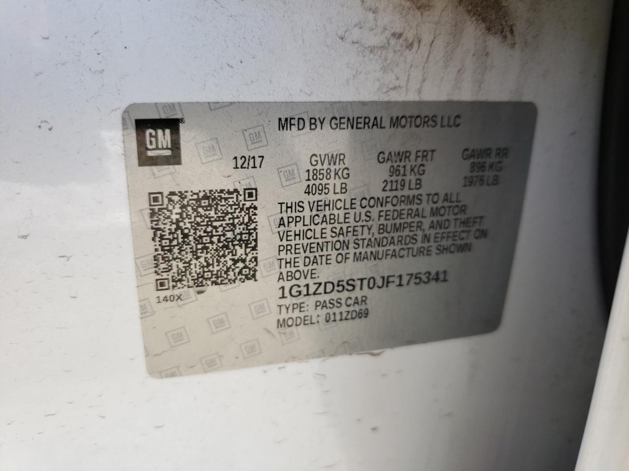 Photo 10 from auction – 2018 CHEVROLET MALIBU LT with VIN 1G1ZD5ST0JF175341