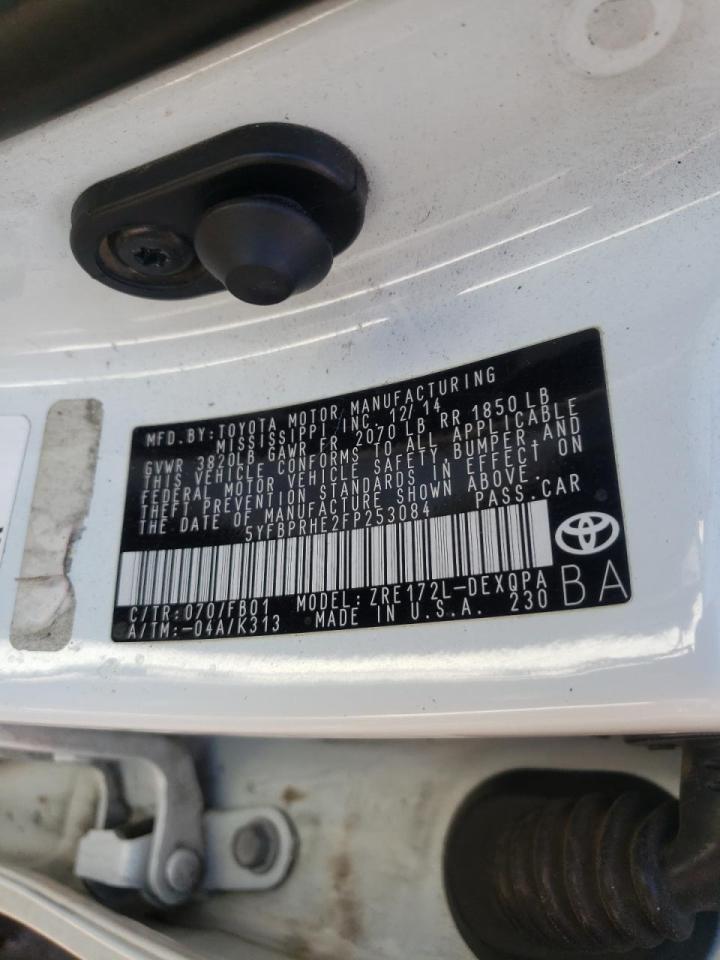 Photo 10 from auction – 2015 TOYOTA COROLLA EC with VIN 5YFBPRHE2FP253084