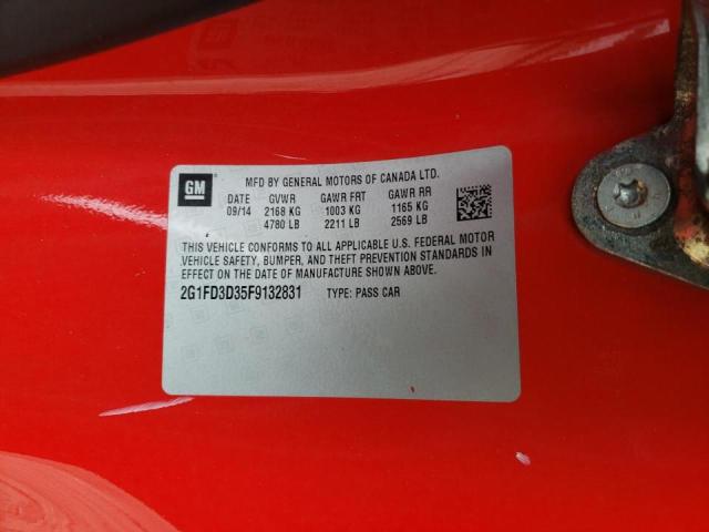 Photo 10 from auction – 2015 CHEVROLET CAMARO LT with VIN 2G1FD3D35F9132831